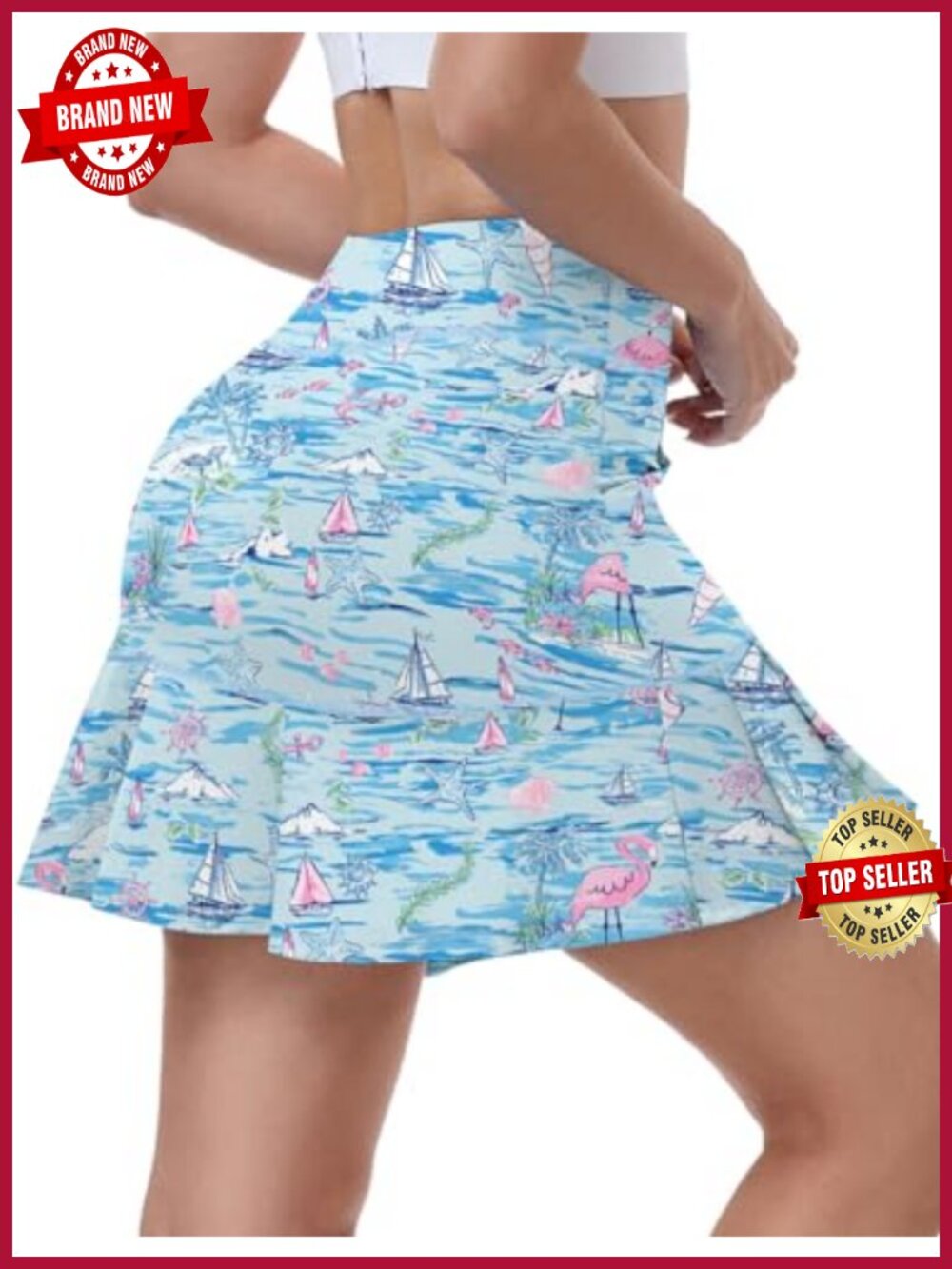 Pleated Skort with Pockets High Waist Athletic Tennis Golf Skirt UPF 50+